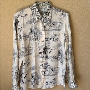 Vintage Starington 100% Silk Safari Animal Print Blouse